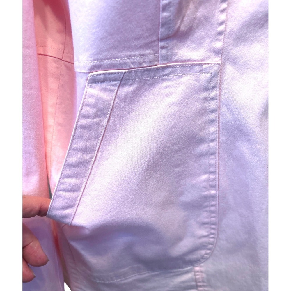 Peck & Peck Pink Denim Jacket Sz M Floral Lace Embroidered Stretch Cotton - Picture 10 of 12
